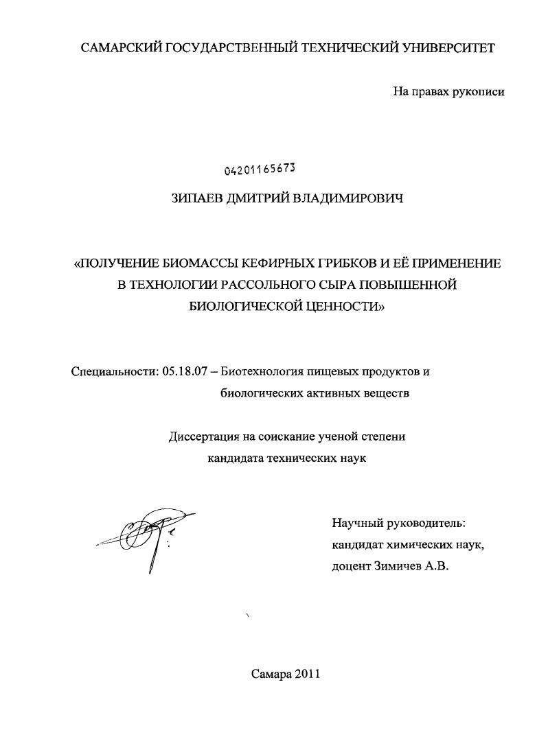 Получение биомассы кефирных грибков и её применение в технологии рассольного сыра повышенной биологической ценности