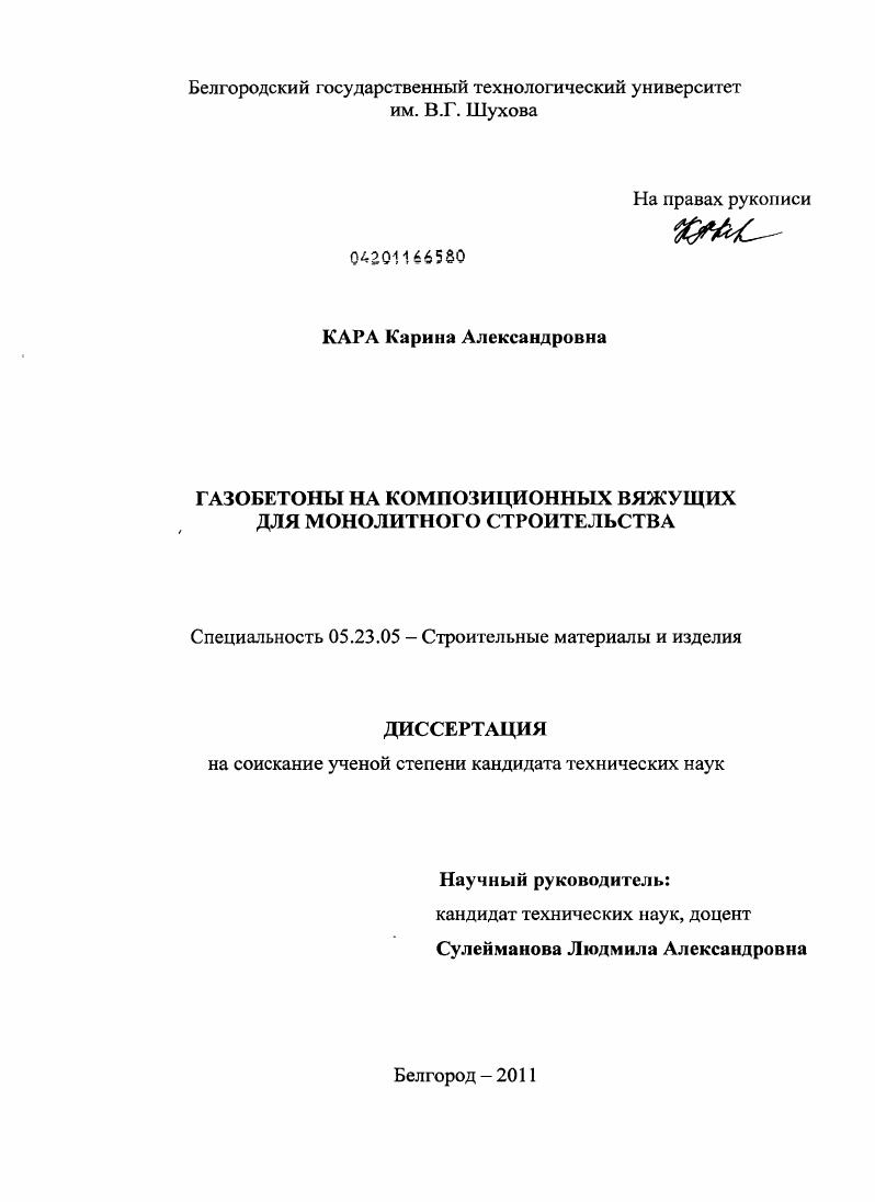 Газобетоны на композиционных вяжущих для монолитного строительства