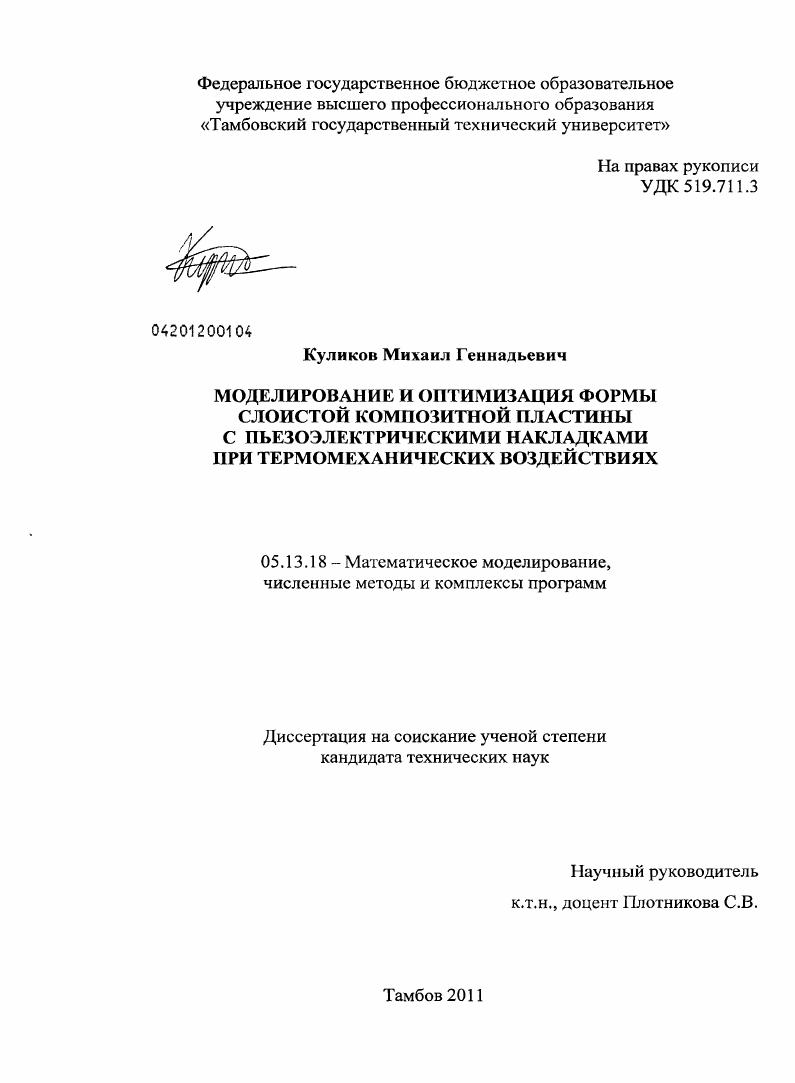 скачать диссертацию Моделирование и оптимизация формы слоистой композитной пластины с пьезоэлектрическими накладками при термомеханических воздействиях Моделирование и оптимизация формы слоистой композитной пластины с пьезоэлектрическими накладками при термомеханических воздействиях