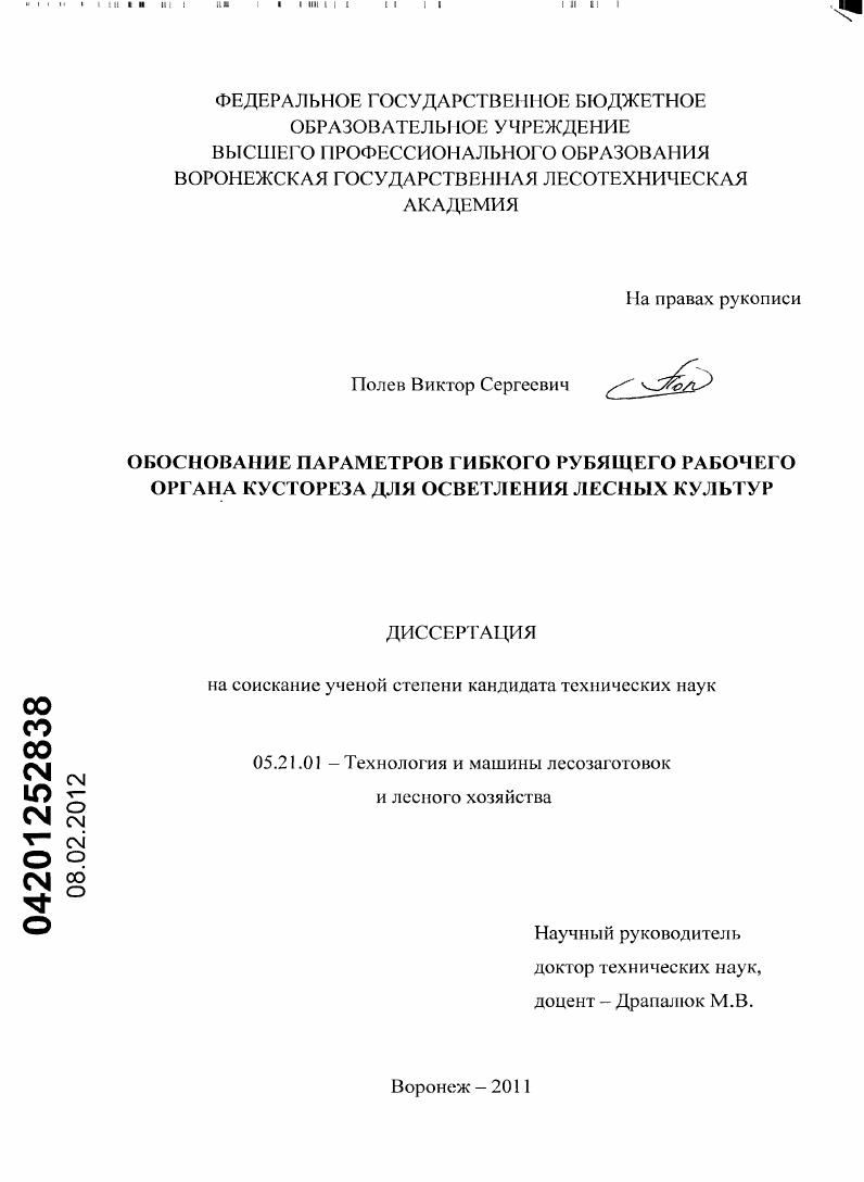 скачать диссертацию Обоснование параметров гибкого рубящего рабочего органа кустореза для осветления лесных культур Обоснование параметров гибкого рубящего рабочего органа кустореза для осветления лесных культур