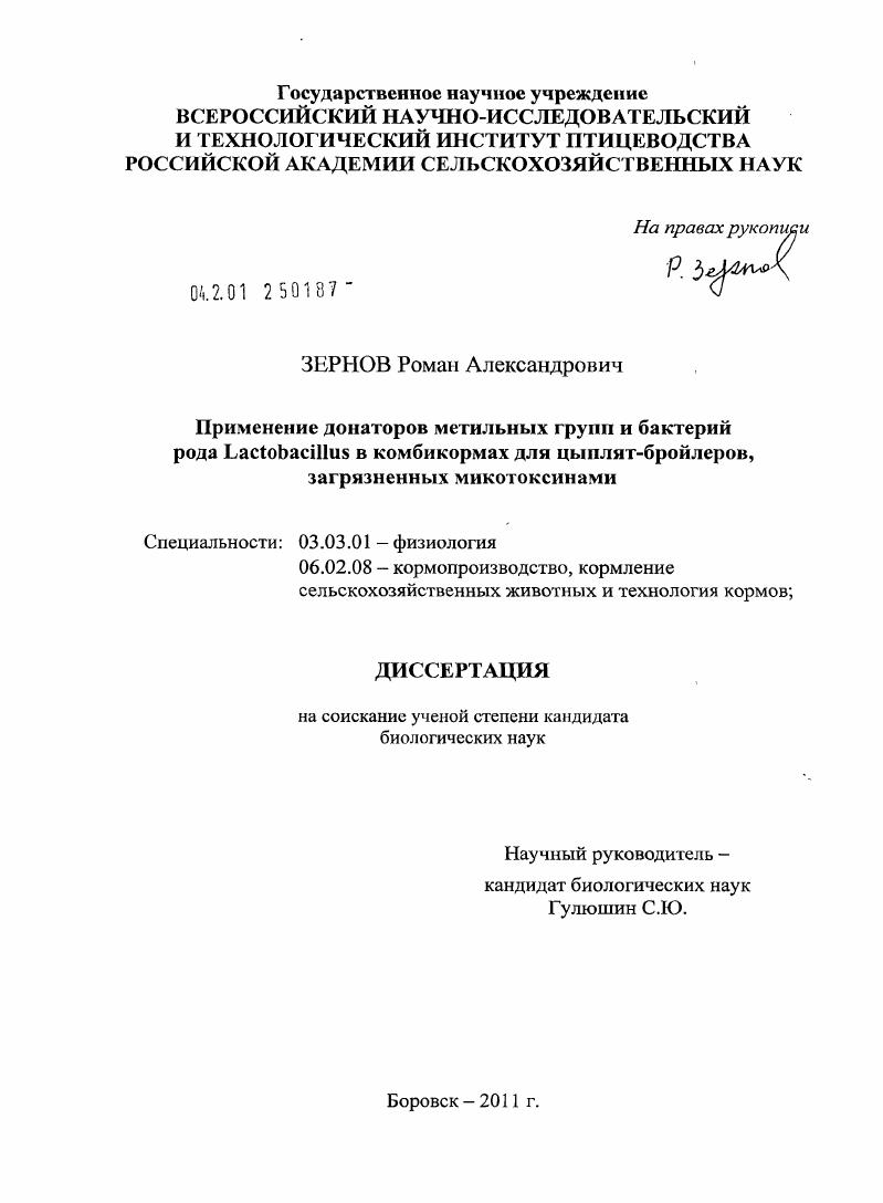 Применение донаторов метильных групп и бактерий рода Lactobacillus в комбикормах для цыплят-бройлеров, загрязненных микотоксинами