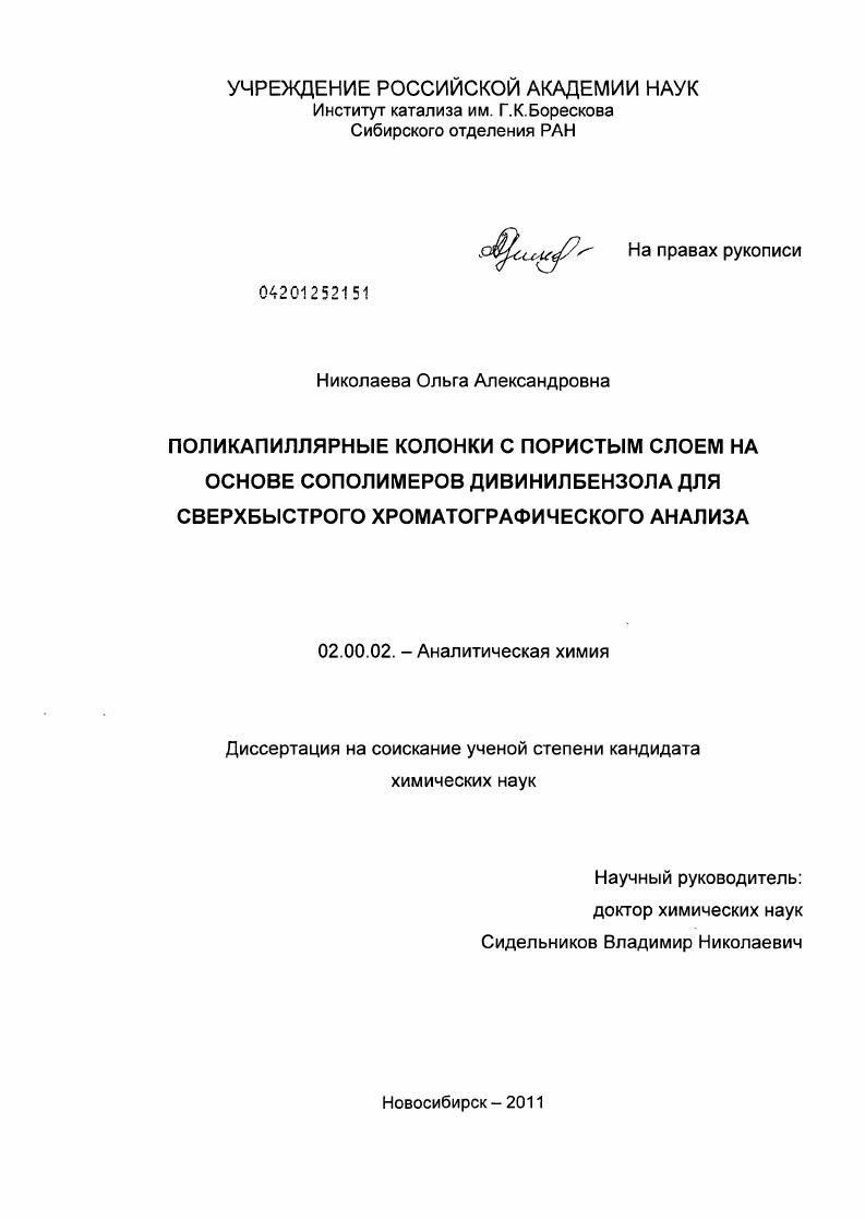 Поликапиллярные колонки с пористым слоем на основе сополимеров дивинилбензола для сверхбыстрого хроматографического анализа
