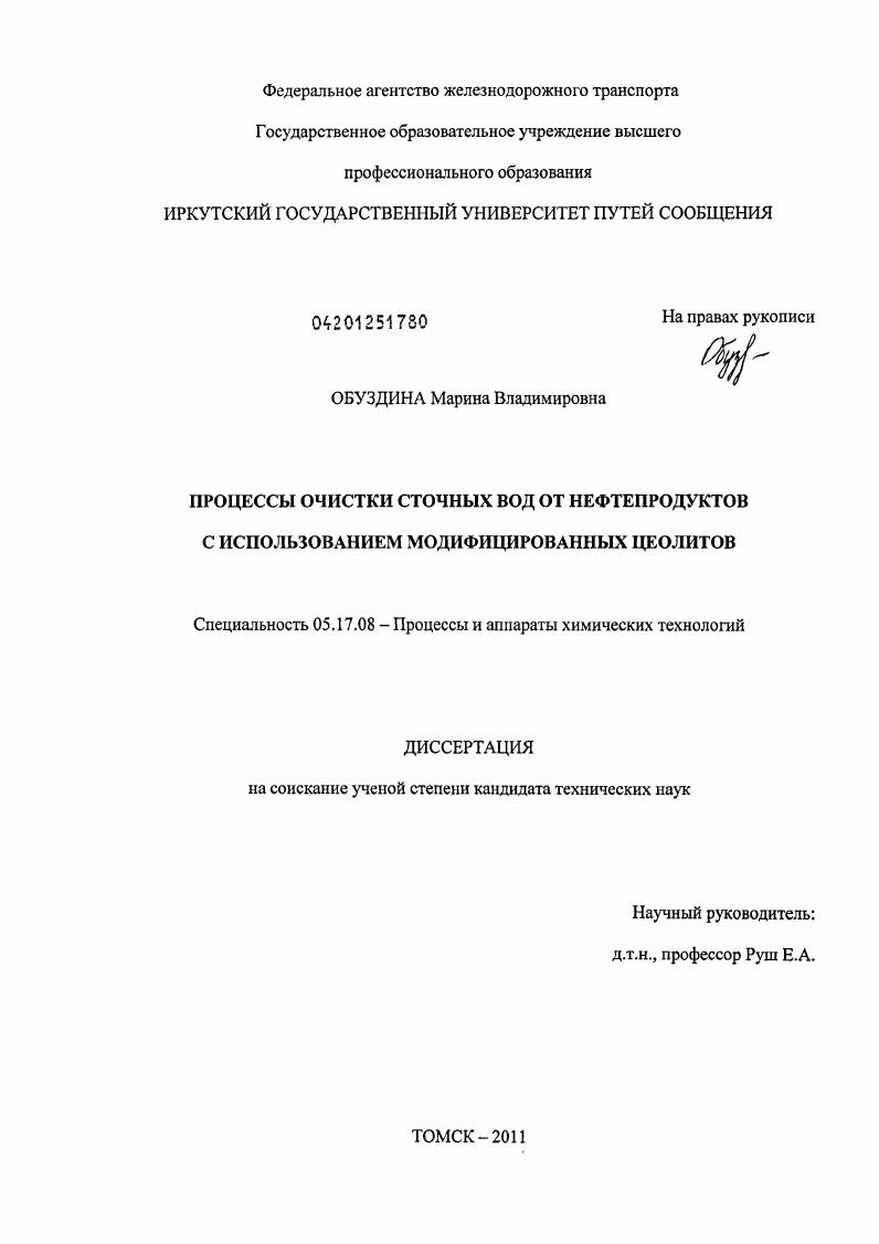 Процессы очистки сточных вод от нефтепродуктов с использованием модифицированных цеолитов