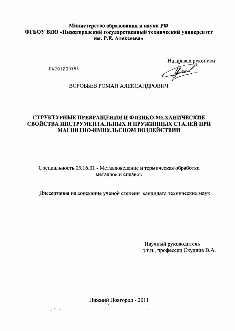 Структурные превращения и физико-механические свойства инструментальных и пружинных сталей при магнитно-импульсном воздействии