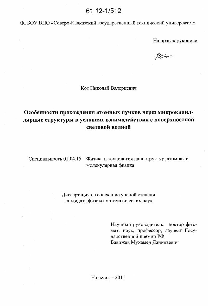 Особенности прохождения атомных пучков через микрокапиллярные структуры в условиях взаимодействия с поверхностной световой волной
