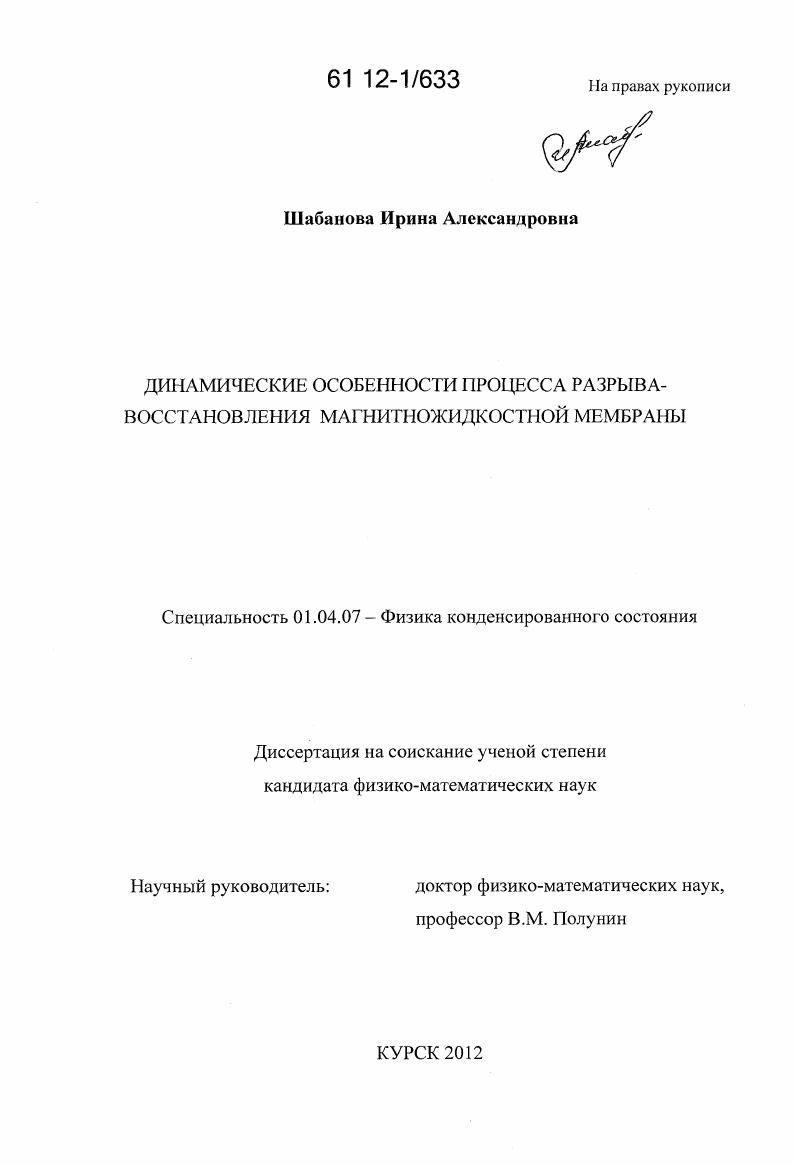 Динамические особенности процесса разрыва-восстановления магнитножидкостной мембраны