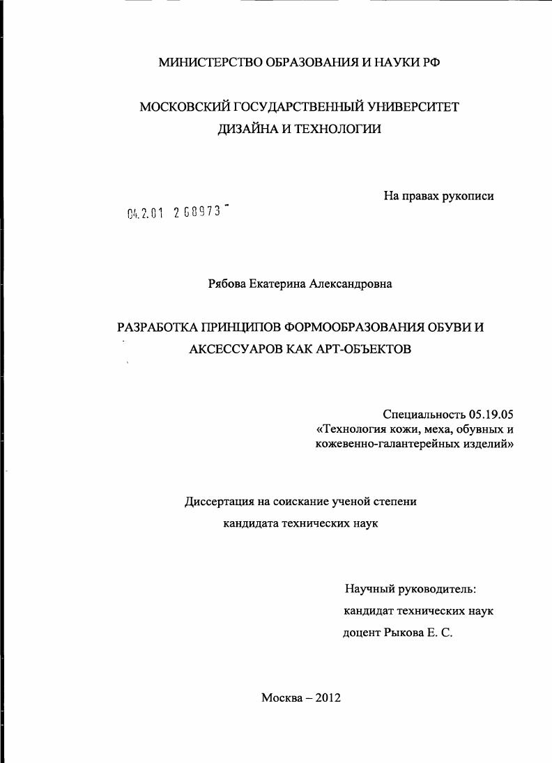 Разработка принципов формообразования обуви и аксессуаров как арт-объектов