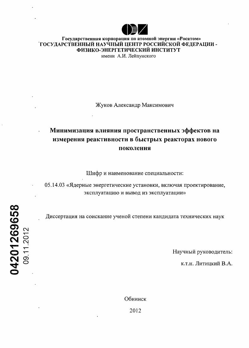 Минимизация влияния пространственных эффектов на измерения реактивности в быстрых реакторах нового поколения