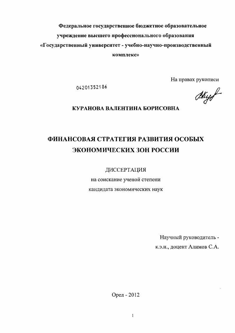 Финансовая стратегия развития особых экономических зон России