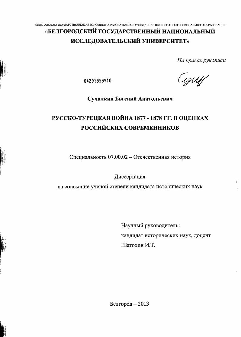 Русско-турецкая война 1877-1878 гг. в оценках российских современников