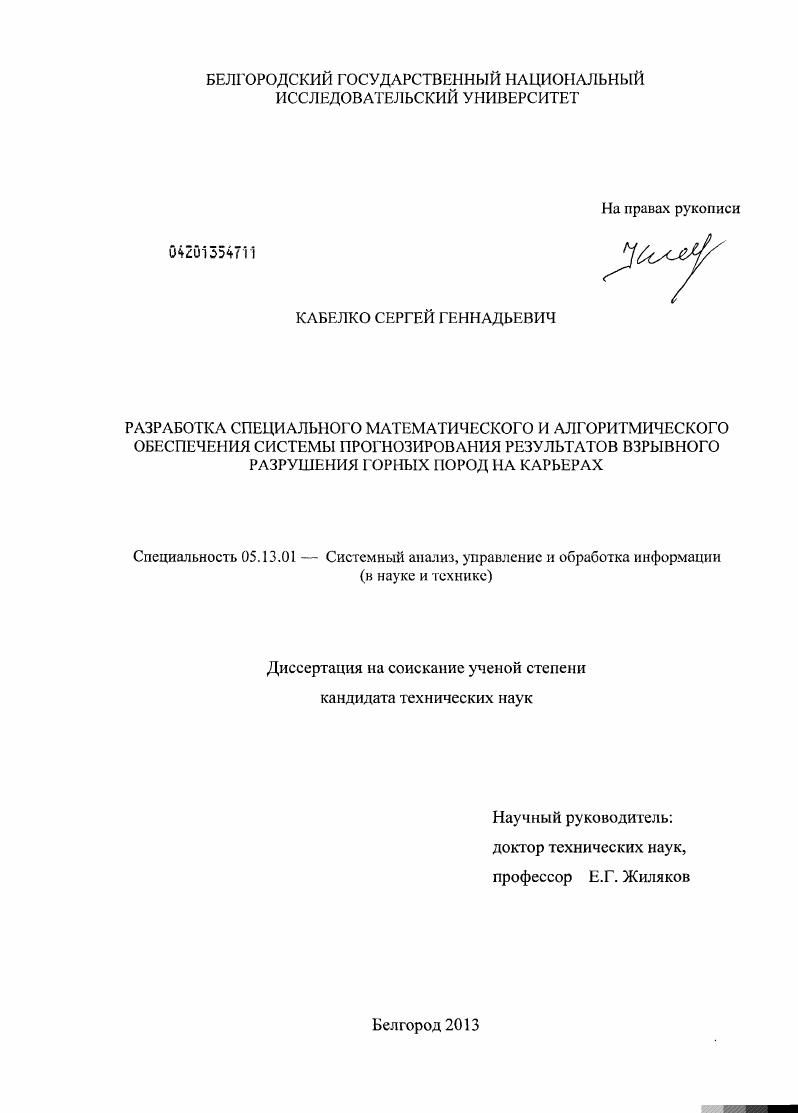 Разработка специального математического и алгоритмического обеспечения системы прогнозирования результатов взрывного разрушения горных пород на карьерах