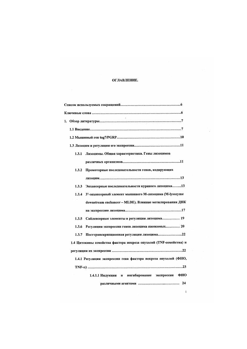 "Список нсполыуемых сокращений. Обзор лнгеразуры. Введение. Мышиный ген 7. Лизоцимы. Общая характеристика. Эиханссрные последовательности куриного лкзоцнма. Влияние мегнлиовая ДНК на экспрессию лнзоцнма. Санленсерные элементы в регуляции лнзоцнма. Цитокнны семейства фактора некроза опухолей ссмснс ва и регуляция их экспрессии. Посттранскрипцнонная регуляция ФНО. Регуляторные последовательности промоторимх областей генов лнмфотокснна млекопитающих. Лммфо токсин р и регуляция его экспрессии. Материалы и методы . Бактериальные штаммы и плазмиды. Определение нуклеотидной последовательности ДНК. Картирование участков гиперчувствительности к ДНКазе I. Выделение ядернмх белковых экстрактов. Сайтиаправленный мутагенез. Анализ ядерных белковых экстрактов с помощью экспериментов по торможению ДНКбелковых комплексов в геле. Иммуиопреципитацыи с поликлональными 7 антителами н разделение белков в денатурирующем ПААГ. Определение последовательности ДНК промоторной области мышиного гена . КСМЛО, КСМЛ0 и ВМРпечсиь. Определение участков ДНКбелковых взаимодействий i vi в области с координатами 2, п. Изучение индукции транскрипции гена 7 под действием липополнсахарата в клетках линии КСМЛО. Изучение индукции транскрииини гена 7 под действием и РМА по измерению САТакгивиости конструкции 3i в клеточных линиях мыпжных лымфом I 1 и . Изучение индукции транскрипции гена 7 на модельной сисгемс клеток человеческой лимфомы линии . Промоторная область, знхансср, сайленсер, 7, , кВ, , регуляция транскрипции. Введение. Изучение регуляция экспрессии различных генов важное направление в современной молекулярной генетике. Регуляция экспрессии может осуществляться на нескольких принципиально различных уровнях. К таковым надо отнести уровень регуляции транскрипции, регуляции трансляции, уровень посттранскрипционных модификаций РНК. Знание о процессах регуляции экспрессии генов позволяет во многом приблизиться к пониманию механизмов функционирования не только клетки, как основной единицы живого, но и многоклеточного организма. Такие процессы как днфференцнровка тканей, эмбриогенез, иммунный ответ, образование опухолей и т. Именно изза этого изучение регуляции генов является во многом центральным ДЛЯ современной науки. Именно в згой области молекулярная биология с одной стороны, и науки, изучающие такие многоклеточные структуры, как ткали и органы, их системы гистология, иммунология, организмы, как целое, физиология, биология развития, эмбриология, с другой стороны, практически смыкаются друг с другом. Продукт гена 7 интересен тем. Поэтому, изучение регуляции транскрипции этого гена представляет несомненный интерес как для понимания фундаментальных закономерностей регуляции работы генов, так и для понимания роли 7 в функционировании эукариотического организма. Основной целью данной рабош являлось изучение регуляции транскрипции мышиного гена 7 на различных модельных системах и выявление и характеристика элементов иромоторной области данного гена, ответственных за поддержание транскрипционной активности в клетках тех линий, где наблюдается экспрессия 7 и за подавление транскрипционной активности в клетках линий, где экспрессия гена отсутствует. Ставилась также задача изучить возможность индукции данного гена различными агентами в ряде клеточных линий и характеризовать элементы его промогорной области, ответственные за нее. Мышиный ген 7 был клонирован в лаборатории молекулярной генетики рака института биологии гена РАН . Авторами была показана структурная близость гена к цнгокинам семейства фактора некроза опухолей ФНО, а также то, что геномная структура 7 близка к геномной структуре генов локуса фактора некроза опухолей . В работе 2 белок 7 характеризуется как новый цитокнн. Экспрессия гена характерна для лимфоидных тканей, коспюго мозга, а также отдельных частей мозга, легких и селезенки мыши и различных раковых клеточных линий. 