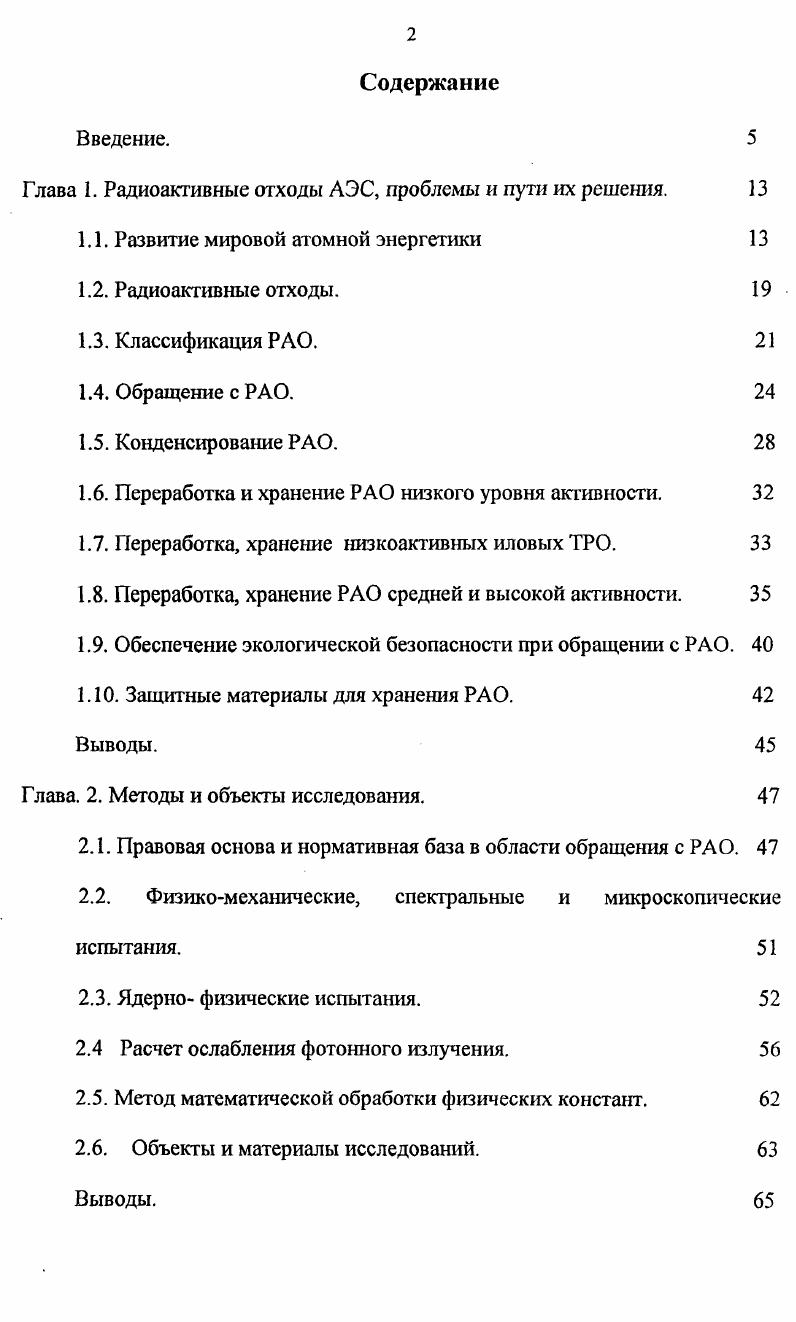 "Глава 1. Радиоактивные отходы АЭС, проблемы и пути их решения. 
