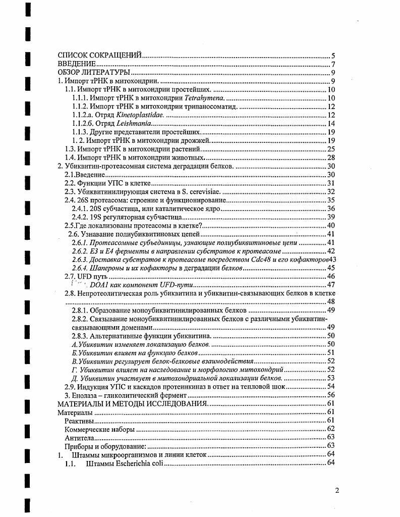 "1.1. Импорт тРНК в митохондрии простейших