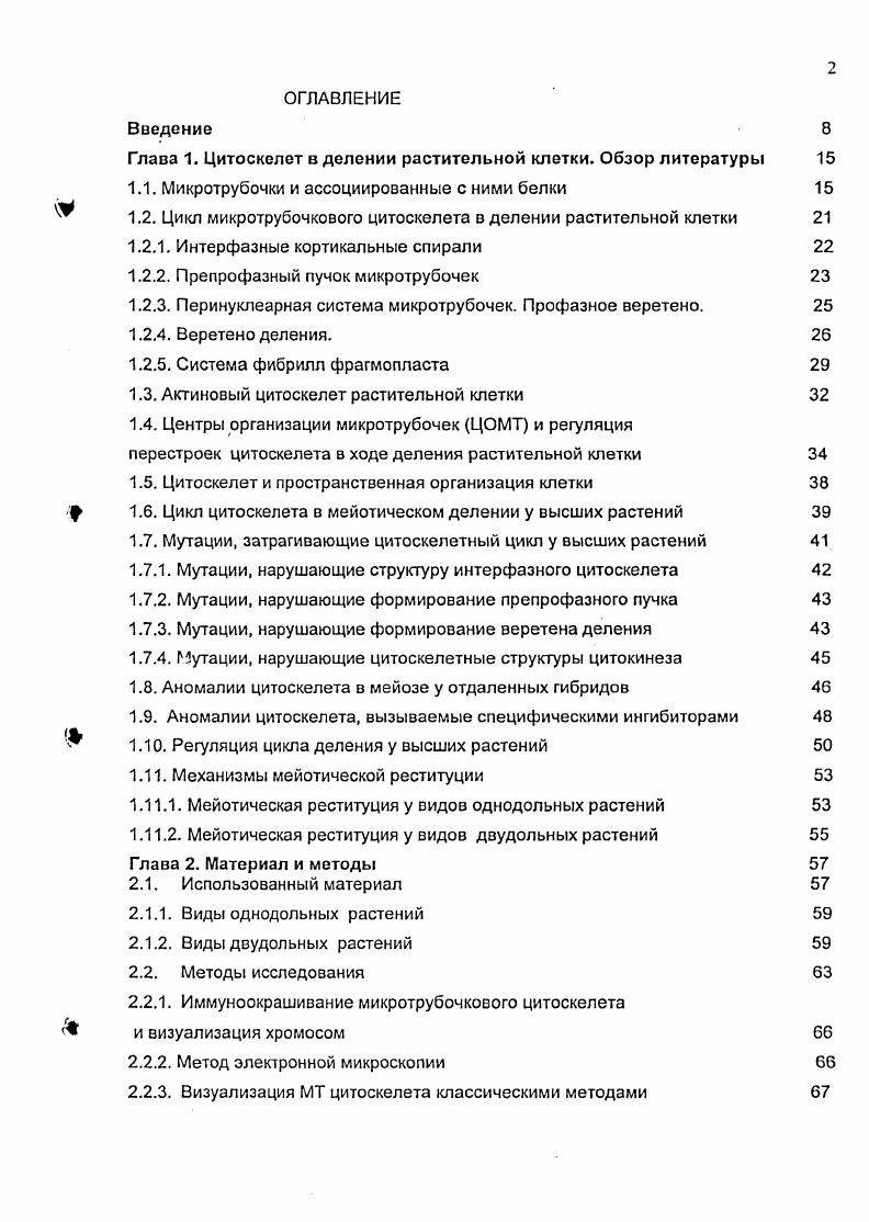 "Глава 1. Цитосколет в делении растительной клетки. Обзор литературы
