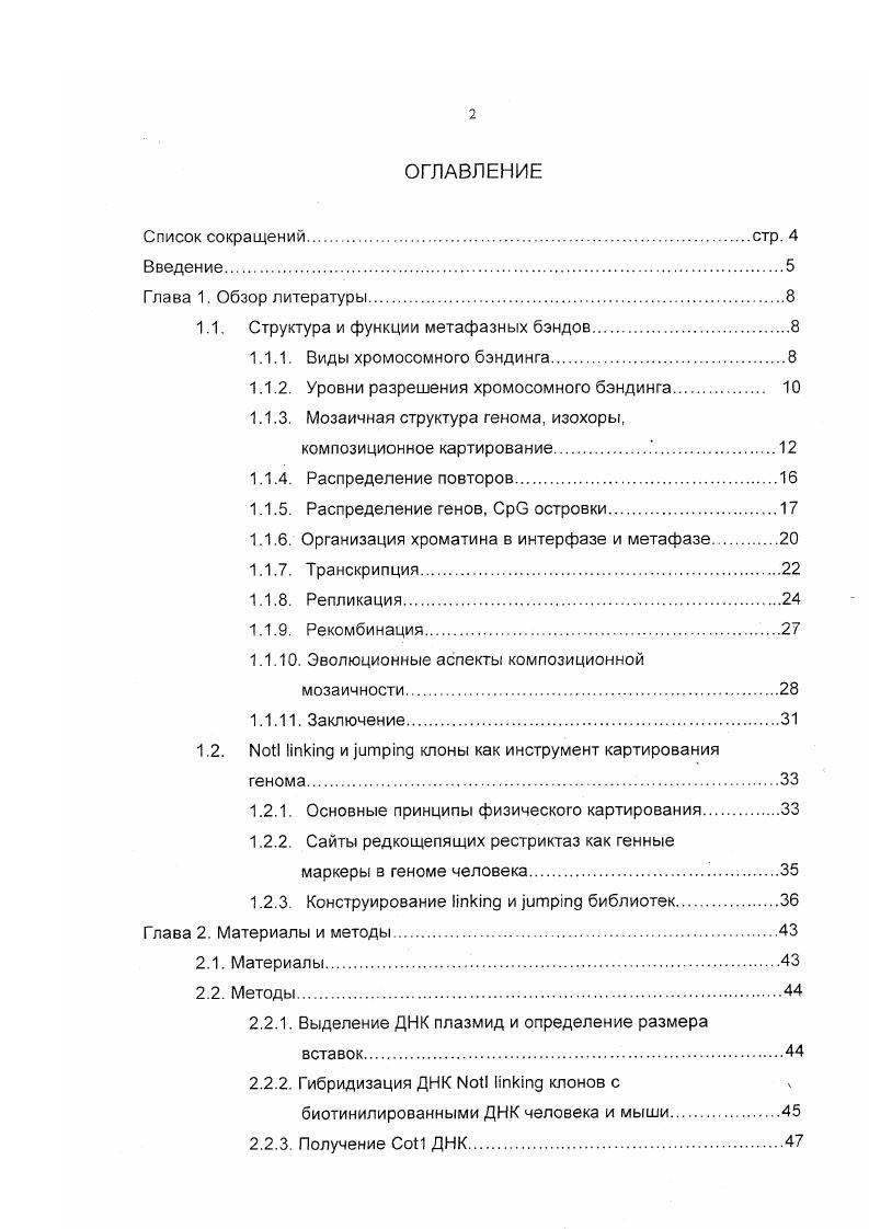 "1.1. Структура и функции метафазных бэндов.