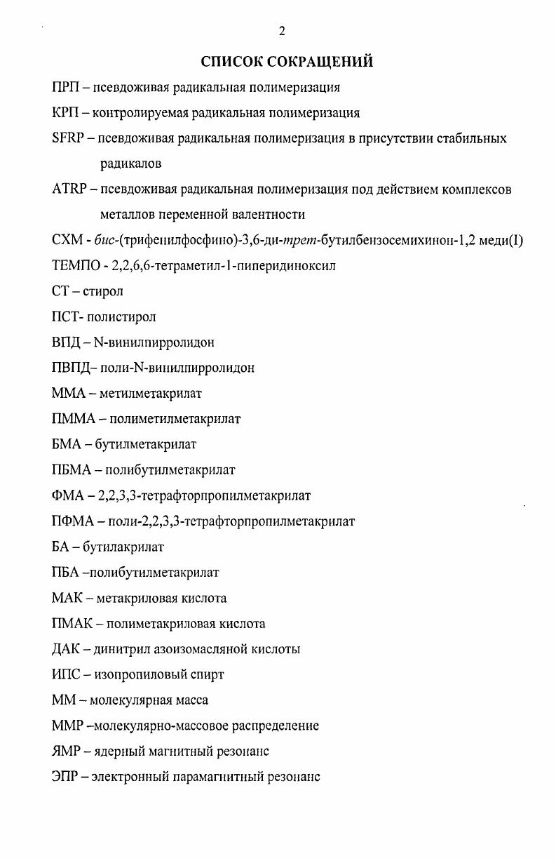 "ГЛАВА 1.ПСЕВДОЖИВАЯ РАДИКАЛЬНАЯ ПОЛИМЕРИЗАЦИЯ
