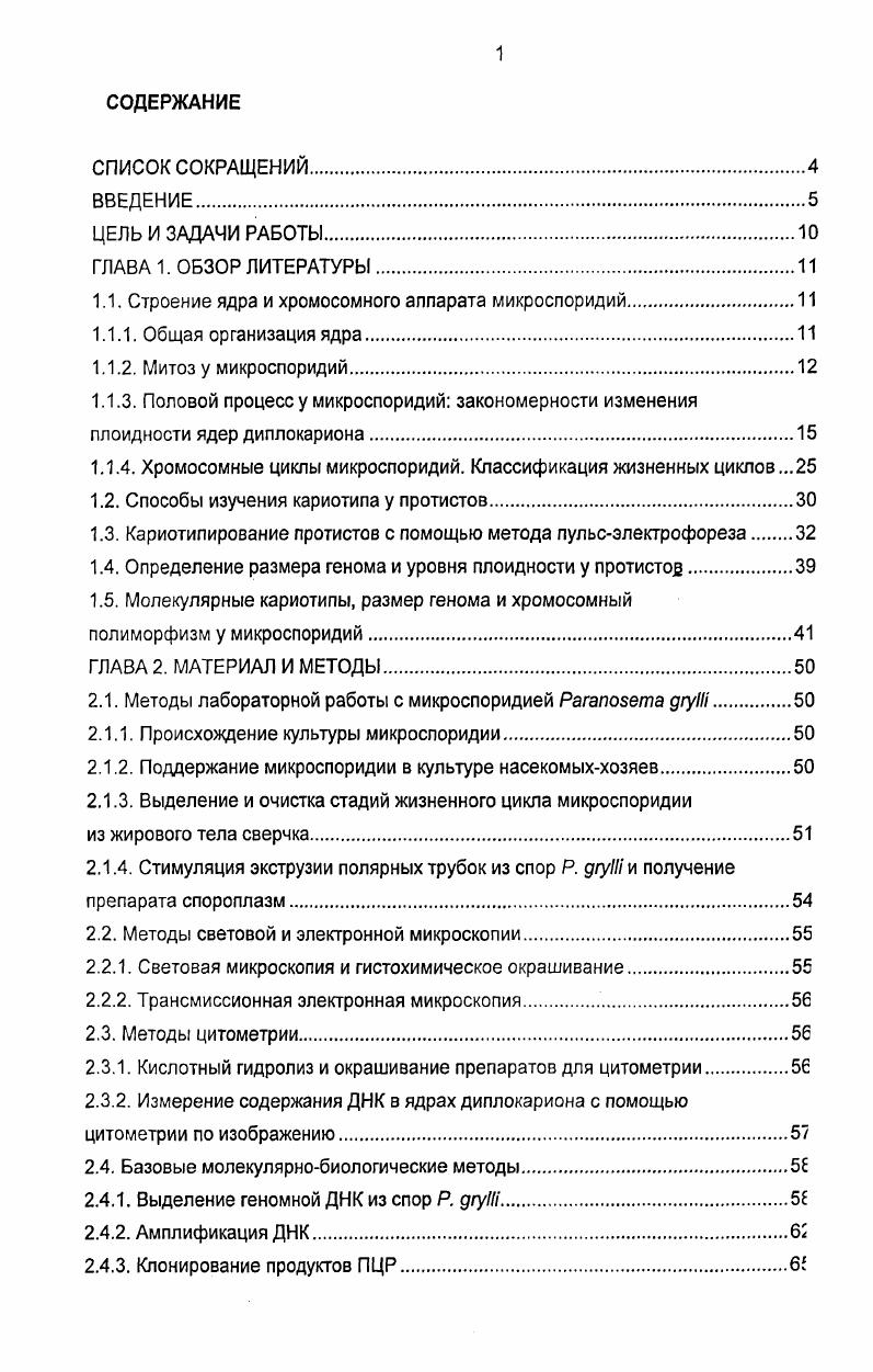 "1.1. Строение ядра и хромосомного аппарата микроспоридий