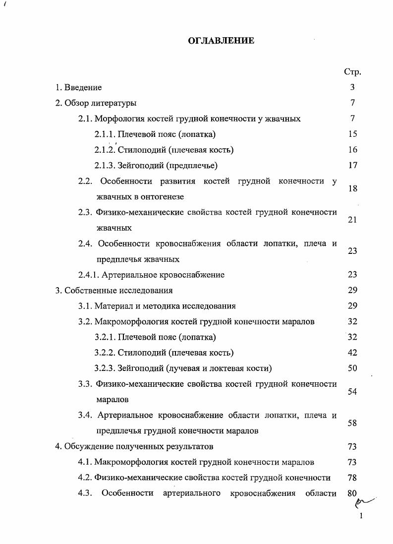 "2.1. Морфология костей грудной конечности у жвачных 