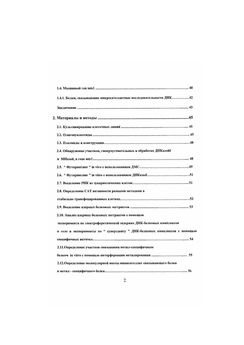 Ьелкн, связывающие микросагеллитиые последовательности ДНК. Заключение . Плазмиды н конструкции. Футпрннтинг i vi с использованием ДНКазы. Определение САТ активности разными . Выделение ядерных белковых экстрактов . Блоггибридизация но Весзерну со специфичными . Результы и обсуждения. Определение гнперчу ветвнтельных к обработке ДНКазой участков в первом и втором нитронах гена мыши. Структурно н функционально консервапшиын район в первом нитроне гена . Изучение i viv ДНКбслковых взаимодействий с послсдоватсльнстью. ДНКазой ДГУ2 в клетках линий б и 0 в гене . Нуклеосомная орг ашиапня первою ннтрона гена в клетках линий КСМЛ0 н VПечень. Изучение нового белкового фактора, связывающеюся с метилированной последовательностью ДНК, расположенной с Зкониа ДГУ2. Изучение взаимодействия iv vi метилсненнфнчного белка с фрагментом гена мыши 5, 4. Связывание i vi мстилспсцифичного белка с олигонуклеотидами, содержащими СрСостровок. Определение молекулироной массы метнлснеинфичного белка. Определение консенсусной последовательности связывания метилсисиифнчным белком с помощью последовательных нсгощеннй вырожденной последовательности. Клоироианне нового специфичного к метилированию ДНК белка. Список литературы. МеСР белит, связывающие последовательности ДИК. ДИК. П.Н. Обзор литературы. Введение. За последнее десятилетие открыто более сотни онко и антионкогенов задействованных в неопластической трансформации клеток. Каждая опухоль имеет свой собственный генетический портрет, он меняется в течение роста опухоли, затрудняя понимание молеку лярноенетических причт ей образования. Выявление генетических и молекулярных процессов, лежащих в основе возникновения опухоли и опухолевой прогрессии , контролируемых большим числом енов и их белковыми продуктами, вносит большой вклад в понимание процессов онкогенеза. Одним из процессов, которые сопровождают неопластическую трансформацию клеток и широко изучаются в последние годы, является изменение структуры хроматина, приводящее к изменению уровня транскрипции генов. Так гиперацетилированне или дсацетилнрованне гистонов задействованы в неопластических процессах, к примеру индукция гиперацетилнровзння антионкогена р может предотвратить карцнногенеэ рака толстой кишки 4. Не смогря на факт, что в подавление транскрипции юна регинобластомы гена супрессора вовлечены различные механизмы такие как мутации гена рстинобластомы. Д1, показано, что в ряде опухолей отсутствуют дефекты в пути рстинобластомы, предполагая участие структуры хроматина в регуляции экспрессии гена 5. Одним из таких эпигенетических эффектов является метилирование последовательностей ДИК в промоторе гена ретинобласгомы. Е2Р семейства. Кроме изменения участков связывания транскрипционными факторами метилирование ДНК помогает стабилизировать хроматин в неактивной форме н, тем самым, подавляет транскрипцию генов. Последние исследования соединили вместе процессы деацетилирования гистонов и гипсрмстнлнровання ДНК, ведущие к образованию транскрипционно неактивного хроматина, через метил узнающие белки и белковые комплексы гистондсацстилаз. Кроме эпигенетических изменений хроматина в процессе неопластической трансформации клеток происходят и струхтурныеперестройки генома, изменение последовательности ДНК. Одной из таких горячих точек нестабильности является мнкросателлитная ДНК . В данной работе изучались регуляторные элементы, расположенные в первом нитроне гена ил. Ген ранее был охарактеризован, как коррелирующий с метастатическим фенотипом многих опухолевых клеток . Олин из элементов был охарактеризован как короткая последовательность микросателлнтной ДНК и участок с наибольшей плотностью метилирования СфГпар в гене. Целью работы являлось изучение регуляторных элементов, действующих на уровне хроматина, сложного энхаясера первого нитрона гена ти. Метилирование генома эукариот. В геноме прокариот нуклеотидные основания ДНК подвергаются модификации метилирования. ДИК 1 . ДНК. ДНК. За 0 млн. СХ пар. СО в раз выше, чем в среднем по геному. СО островками. 