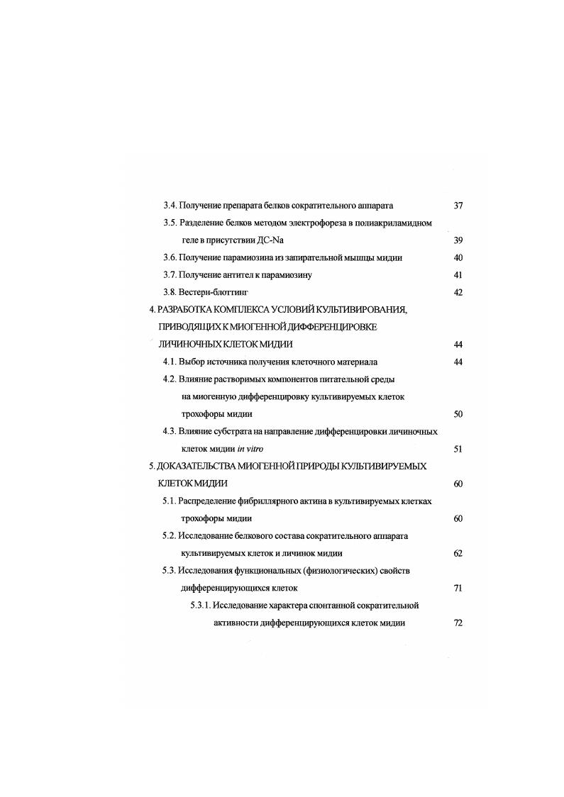 Способность к двигательной активности характерна для большинства клеток. Более того, известно, что эволюционный прогресс многих групп живых организмов неразрывно связан с развитием локомоторной функции. В связи с этим многоклеточным животным потребовалось формирование особых клеточных типов, интегрированных в целую группу тканей, которые называют мышечными. В настоящее время достаточно подробно исследованы процессы миогенеза в первичных культурах клеток позвоночных. Показано, что образующиеся в культурах мышечных клеток высокодифференцированные структуры сохраняют все морфологические и функциональные особенности мышечной организации. Это и обусловливает широкое использование их для изучения механизмов миогенеза, а также для исследования общих процессов цитодифференцировки. Однако значительные отличия организации мышц беспозвоночных не позволяют механически перенести результаты, полученные на клетках позвоночных животных. Поэтому очень важно получение экспериментальных фактов, объясняющих закономерности перестройки немышечного цитоскелета клеток морских беспозвоночных в сократительные мышечные структуры. Известно немного работ, в которых описана дифференцировка миогенных клеток беспозвоночных животных I vi. Это исследования, выполненные на дрозофиле i . В них было показано, что в условиях культуры возможна дифференцировка мышечных клеток. Однако функциональные свойства мышечных клеток беспозвоночных животных, дифференцирующихся в культуре, до настоящего времени не исследованы. Кроме того, разнообразие условий культивирования и возможность их контроля позволят выяснить факторы, определяющие морфогенетические клеточные реакции и процессы шггодифференцировки. Культуры миогснных клеток мидии можно рассматривать как недостающее звено в исследованиях становления мышечного аппарата моллюсков. Цель и задачи работы Целью данной работы является разработка метода получения миогенной клеточной культуры эмбриональных клеток мадии и ее морфофункциональная характеристика. Разработать условия культивирования личиночных клеток мидии. Доказать миогекную природу клеток, дифференцирующихся i vi и установить степень полноценности их дифференцировки в условиях культуры. Исследовать изменения характера спонтанной двигательной активности клеток в процессе культивирования. Научная новизна и теоретическое значение работы Показано, что программа миогенной дифференцировки может быть реализована в ггропессе культивирования клеток личинок мидии премиогенных стадий развития. Впервые проведен комплексный анализ морфофункциональных свойств мышечных клеток мидии, дифференцирующихся i vi. Полученные нами первичные культуры являются первыми миотшыми клеточными культурами беспозвоночных, для которых доказана полноценность не только морфологической, но и физиологической дифференцировки. Впервые проведено исследование изменения характера сократительной активности клеток беспозвоночных в процессе миогенной дифференцировки. Па основании полученных результатов сделан вывод о том, что при дифференцировке в условиях культуры формируются функционально полноценные гладкомышечные клетки, обладающие тем же спектром двигательной активности, что и гладкомышечные клетки взрослой мидии, дифференцировавшиеся i viv. Такие культуры клеток могут стать модельным объектом в исследованиях процесса миогенеза у беспозвоночных. Практическая значимость работы Разработан комплекс условий, приводящих к миогенной дифференцировке клеток трохофоры мидии i vi. Возможность получения миогенно дифференцирующихся культур в бсссывороточных средах позволяет использовать их для поиска индукторов миогенеза и исследования механизмов их действия. Еще одна область возможного применения полученных клеточных культур биотесгирование. Показано, что личинки моллюсков являются удобной тестсистемой для идентификации медиаторных веществ Бузников, . Использование для этих целей миогенных клеточных культугр в сочетании с разработанной нами экспериментальной установкой позволяет, с одной стороны, сохранить высокую чувствительность метода, а с другой. 