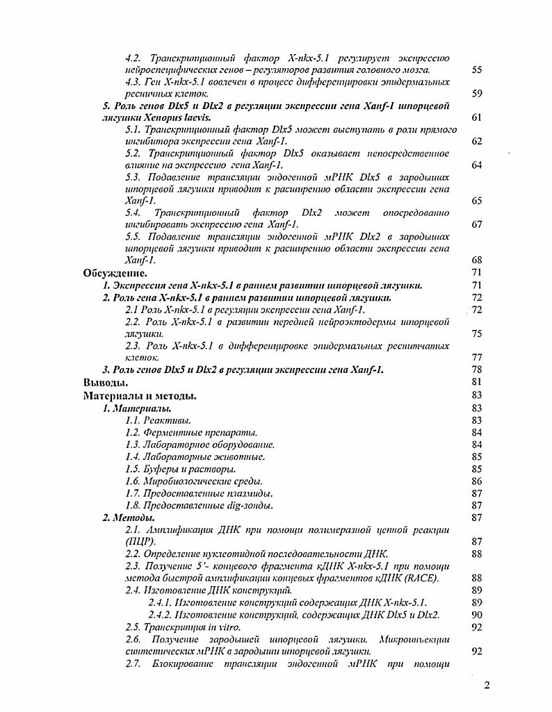 2.2. Экспрессия гена Xx5.1 в раннем развитии шпорцевой лягушки. 