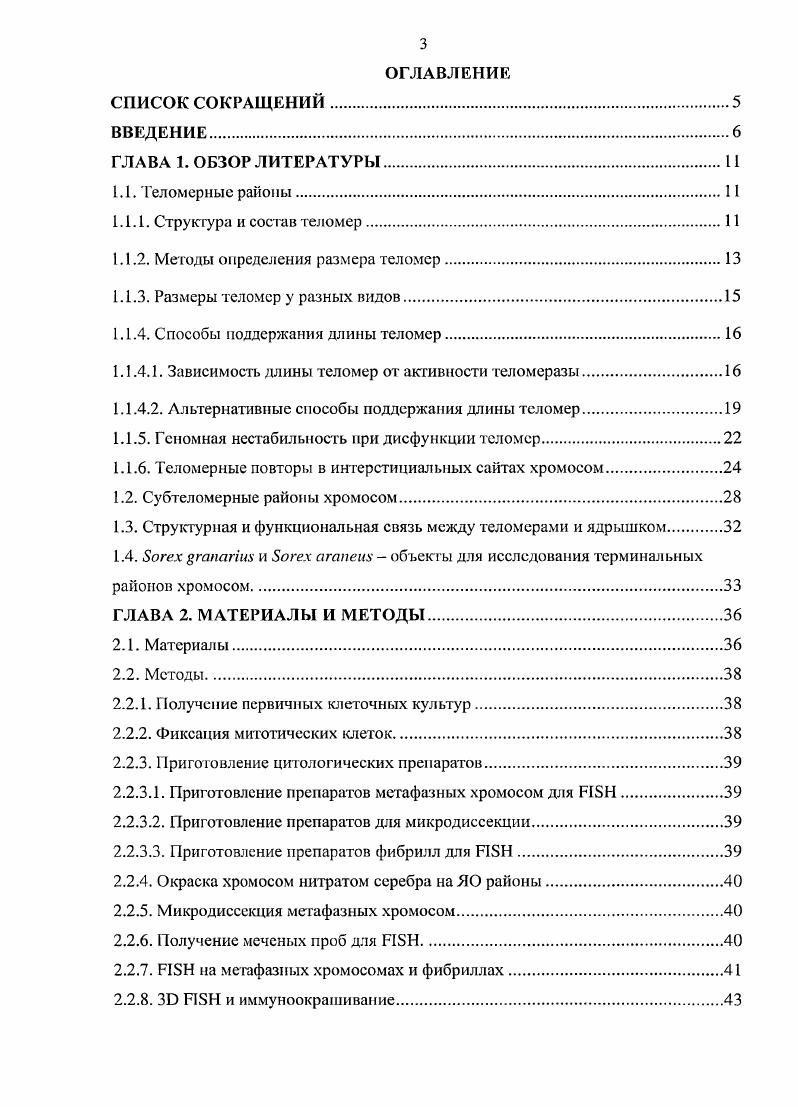 1.1.3. Размеры теломер у разных видов